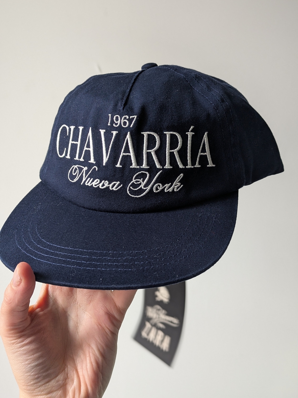 NWT WILLY CHAVARRIA  Zara Navy and White Baseball Cap with Embroidered Labels